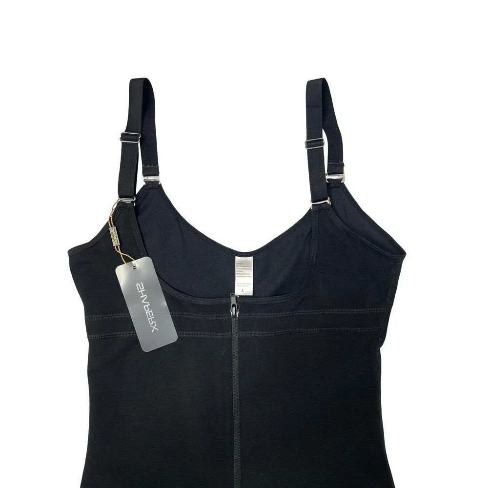NEW Shaperx Colombian Firm Tummy Control Faja Zip & Hooks bodysuit Size L black